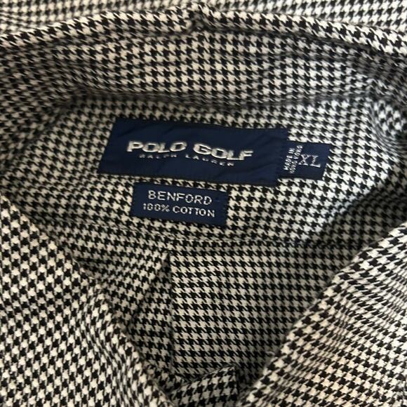Polo Golf Mens Benford Shirt XL Houndstooth Button Front Preppy Office Travel - Picture 2 of 5